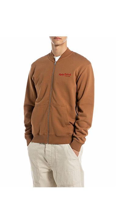 レタリング刺しゅう フルジップスウェットシャツ